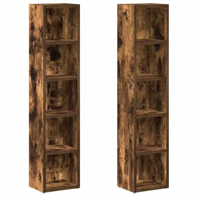 vidaXL Omarice za CD plošče 2 kosa dim. hrast 21x16x93,5cm konstr. les