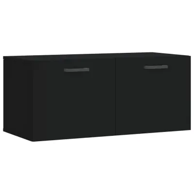 vidaXL Stenska omarica črno 80x36,5x35 cm inženirski les