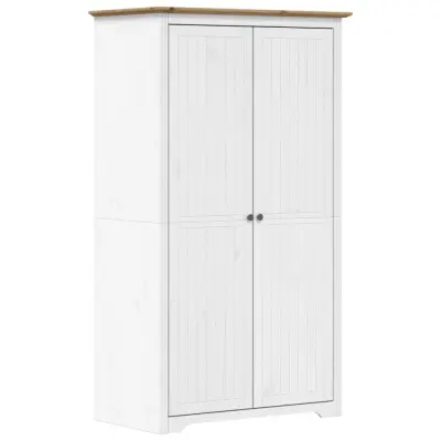 vidaXL Garderobna omara BODO bela rjava 99x53,5x173 cm trdna borovina