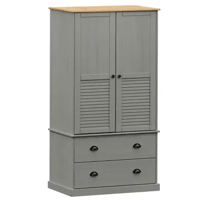 vidaXL Garderobna omara VIGO siva 90x55x170 cm trdna borovina