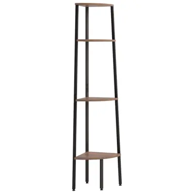 vidaXL 4-nadstropni kotni regal temno rjav in črn 45,5x31,5x150 cm