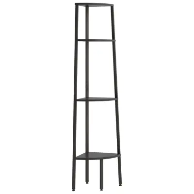 vidaXL 4-nadstropni kotni regal črn 45,5x31,5x150 cm