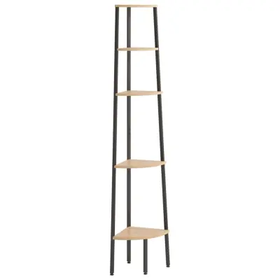 vidaXL 5-nadstropni kotni regal svetlo rjav in črn 45,5x31,5x180 cm