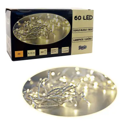 Lučke, 60 LED, bele,bat.