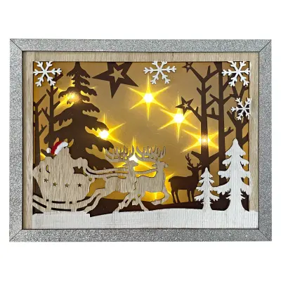 Lesena LED dekoracija 30x24cm