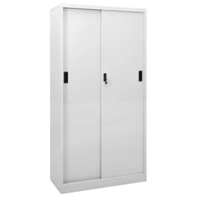 vidaXL Pisarniška omara z drsnimi vrati svetlo siva 90x40x180 cm jeklo