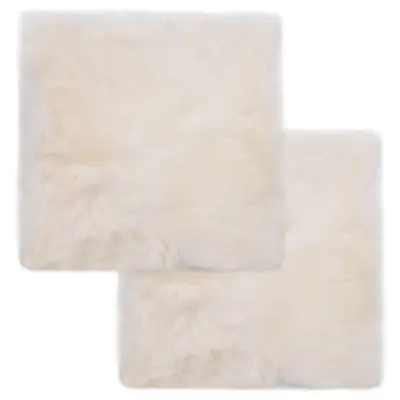 vidaXL Podloge za stol 2 kosa bele 40x40 cm prava ovčja koža