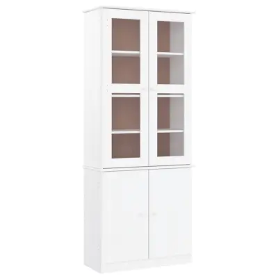 vidaXL Steklena vitrina ALTA bela 77x35x186,5 cm trdna borovina