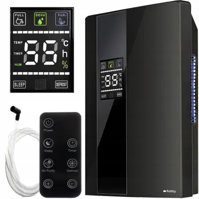 2v1 90W razvlaževalec in čistilec zraka LCD – absorber vlage 1,8L črn