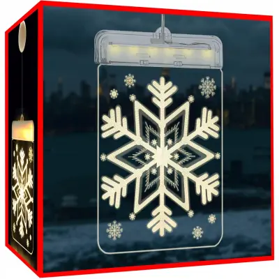 Gravirano 3D pleksi steklo LED toplo bela 17cm snežinka