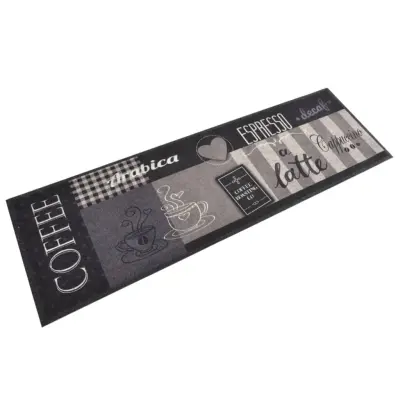 vidaXL Kuhinjska preproga pralna napis Coffee črna 60x180 cm žamet