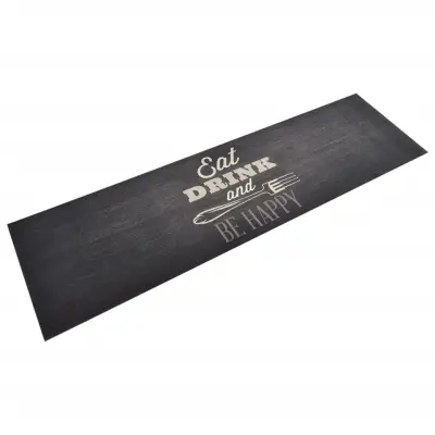 vidaXL Kuhinjska preproga pralna kuhinjska tema črna 45x150 cm žamet
