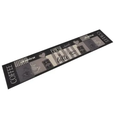 vidaXL Kuhinjska preproga pralna kavna tematika črna 60x300 cm žamet