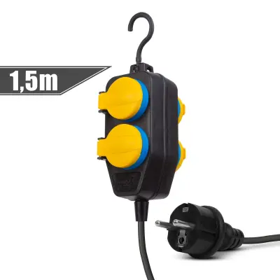 Zunanji podaljšek s pokrovi 1,5 m 4 x 230V 3 x 1,5 mm2 IP44