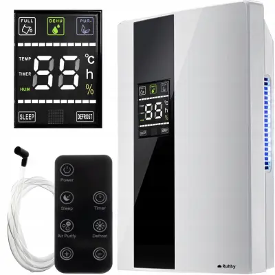 2v1 90W razvlaževalec in čistilec zraka LCD – absorber vlage 1,8L bel