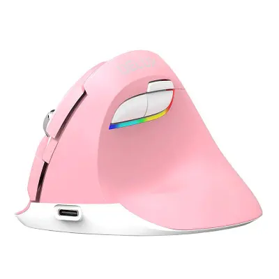Delux M618Mini DB BT+2.4G 2400DPI Brezžična navpična miška (roza)