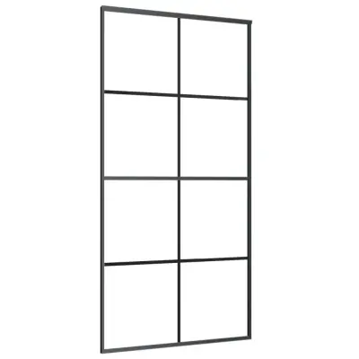 vidaXL Drsna vrata črna 102,5x205 cm ESG steklo in aluminij