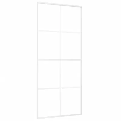 vidaXL Drsna vrata ESG steklo in aluminij 90x205 cm bela