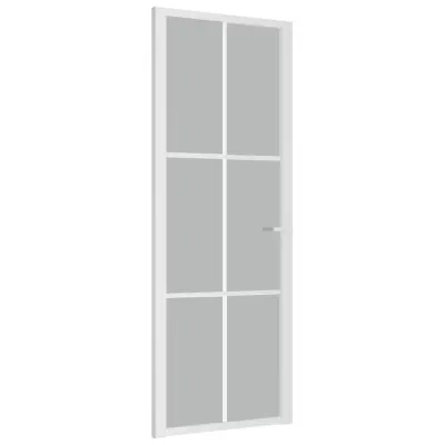 vidaXL Notranja vrata 76x201,5 cm Bela mat steklo in aluminij