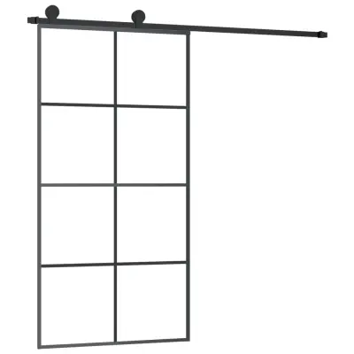 vidaXL Drsna vrata z opremo 102,5x205 cm ESG steklo in aluminij