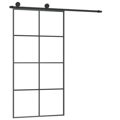 vidaXL Drsna vrata z opremo 102,5x205 cm ESG steklo in aluminij