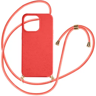 Ovitek z vrvico za iPhone 15 Pro iz serije Classic Case Organic, ki ga je mogoce 100 % reciklirati - rdec