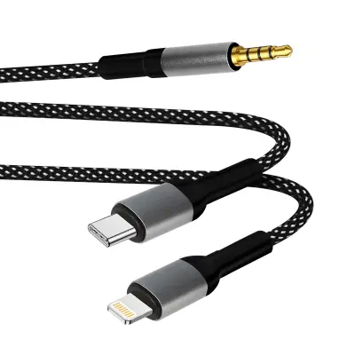 Adapterski kabel za iPhone in iPad: USB-C Lightning na 3,5 mm moški prikljucek, LinQ