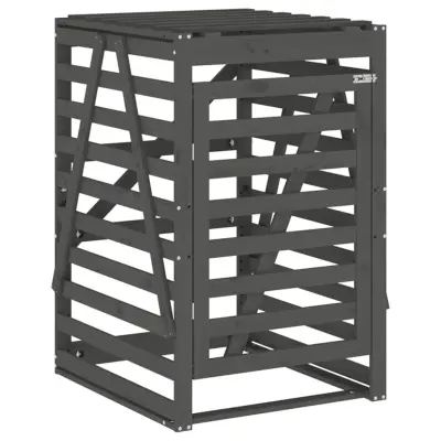 vidaXL Lopa za smetnjak siva 84x90x128,5 cm trdna borovina