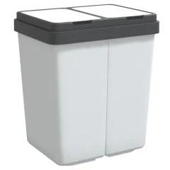 vidaXL Dvojni smetnjak bel 2x25 L