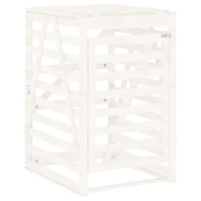 vidaXL Lopa za smetnjak bela 84x90x128,5 cm trdna borovina