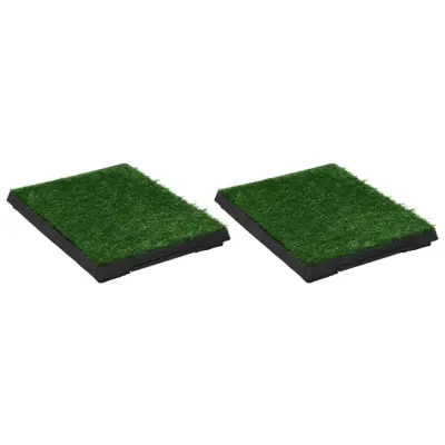 vidaXL Stranišče za hišne ljubljenčke 2 kosa z umetno travo 63x50x7 cm