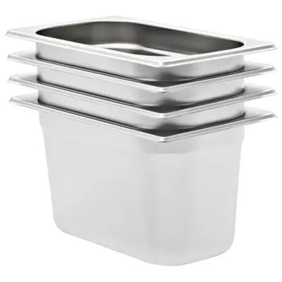 vidaXL Gastronomske posode 4 kosi GN 1/4 150 mm nerjaveče jeklo