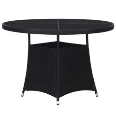vidaXL Vrtna miza iz poli ratana 110x74 cm črna