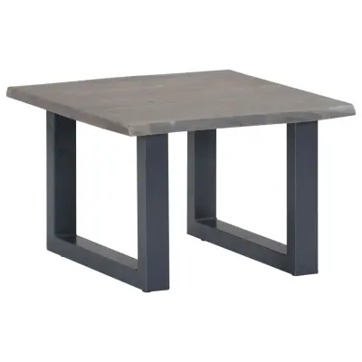 vidaXL Klubska mizica z živimi robovi siva 60x60x40 cm akacijev les