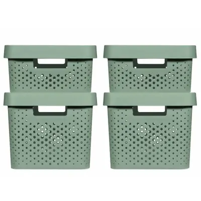 Curver Škatle s pokrovi Infinity 4 kosi 11L+17L zelene