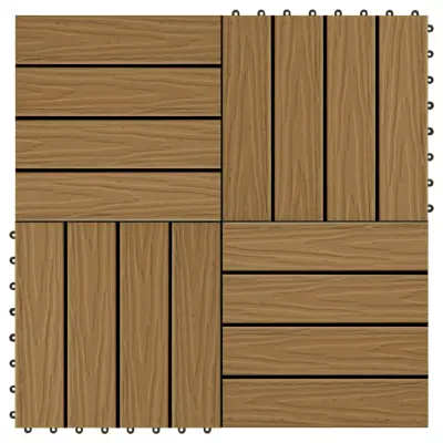 vidaXL Talne plošče 11 kosov globok relief WPC 30x30 cm 1 m² tikovina
