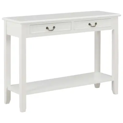 vidaXL Konzolna mizica bela 110x35x80 cm les