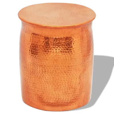 vidaXL Sploščen aluminij stolček/odstavna mizica barva medenine/bakra