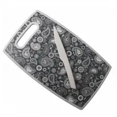 Deska za rezanje z nožem Shanti 37x23cm / pravokotna / pp, inox