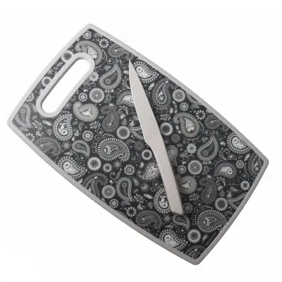 Deska za rezanje z nožem Shanti 37x23cm / pravokotna / pp, inox