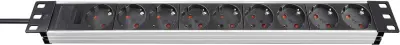 Brennenstuhl 1390007009 razdelilna letev 19'' 9-kratni  aluminij\, črna vtičnica 1 kos