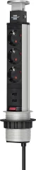 3-stranski napajalni trak USB Power Charger z električnim polnilom z dvosmernim polnilnikom USB Razdelilna letev v obliki stolpa 3-delna črna/siva\, varnostni kontakt Brennenstuhl 1396200013