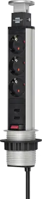 3-stranski napajalni trak USB Power Charger z električnim polnilom z dvosmernim polnilnikom USB Razdelilna letev v obliki stolpa 3-delna črna/siva, va