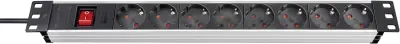 Brennenstuhl 1390007018 razdelilna letev 19'' 8-kratni  aluminij\, črna vtičnica 1 kos