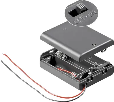 Goobay 12445 baterijska škatla 3x Mignon (AA) kabel (D x Š x V) 68.5 x 48 x 18.7mm Držalo za baterijo Goobay z 2 kabloma za 3 Mignon (D x Š x V) 68.5