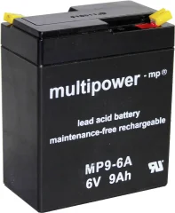 Svinčev akumulator 9 Ah multipower MP9-6A A9680 svinčevo-koprenast (AGM) 97 x 118 x 56 mm ploščati vtič 4.8 mm brez vzdrževanja