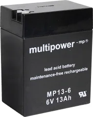 Svinčev akumulator 6 V 13 Ah multipower MP13-6 A96801 svinčevo-koprenast (AGM) 108 x 140 x 70 mm ploščati vtič 4.8 mm