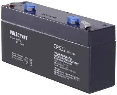 VOLTCRAFT CE6V/3,2Ah VC-12713935 svinčeni akumulator 6 V 3.2 Ah svinčevo-koprenast (ŠxVxG) 134 x 67 x 34mm ploščati vtič 4,8mm brez vzdrževanja