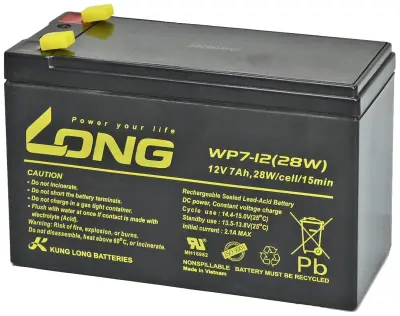 Long WP7-12(28W)-M/F1 WP7-12(28W)-M/F1 svinčeni akumulator 12 V 7 Ah svinčevo-koprenast (ŠxVxG) 151 x 102 x 65mm ploščati vtič 4,8mm vds certifikacija