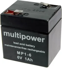 Svinčev akumulator 1 Ah multipower MP1-6 MP1-6 svinčevo-koprenast (AGM) 51 x 55 x 42 mm ploščati vtič 4.8 mm brez vzdrževanja